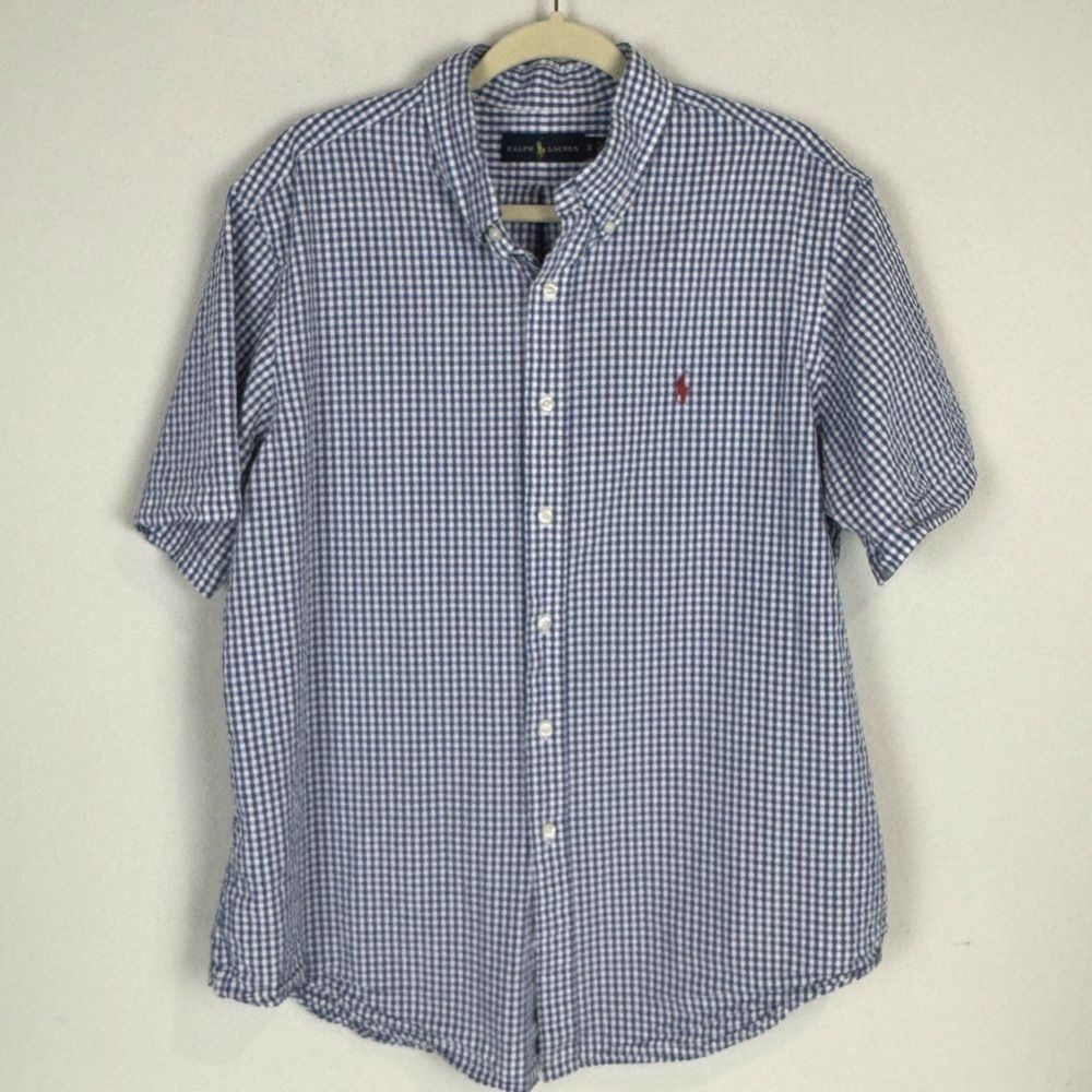 Ralph Lauren Blue Gingham Short Sleeve Shirt XL
